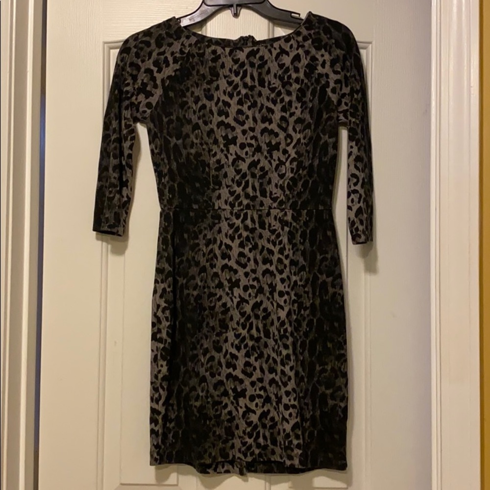 Gray and black leopard print dress
